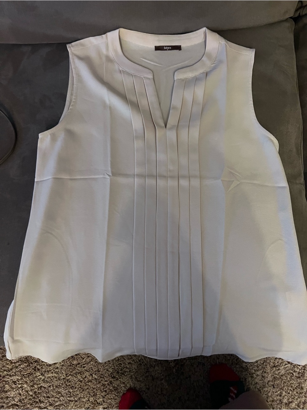 Tahari light cream Sleeveless Pleat-Front Women's Top